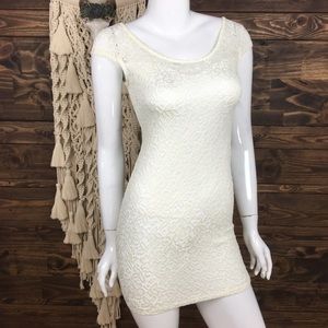 Rhapsody | Lace Mesh‎ Open Slit Back Dress Mini Dress